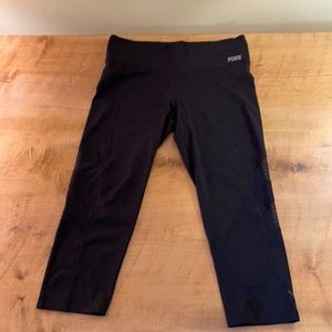 PINK Ultimate Crop Leggings with sheer leg cut out